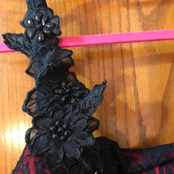 Black and Red Formal Cocktail Dress w/ rhinestone - Picture 3 of 5